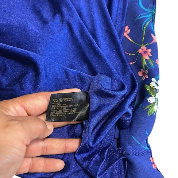 Worthington 75590 Women's Sz 16 Blue Floral Print Lined Sleeveless Sheath Dress - Picture 9 of 9